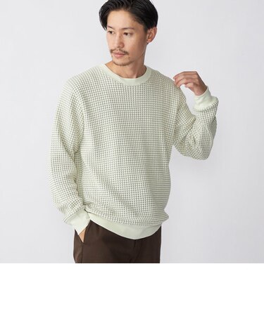SHIPS: 2トーン ビッグワッフル クルーネック プルオーバー (ロンT)