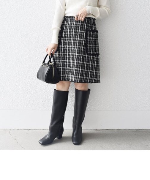 *ツイード台形フリンジスカート◇