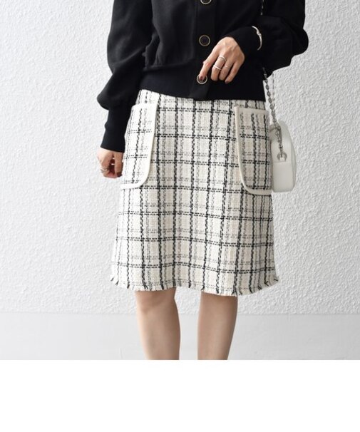 *ツイード台形フリンジスカート◇
