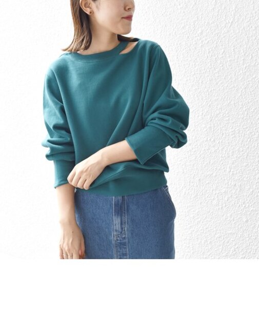 *オーガニックコットン襟開き裏起毛スウェット◇