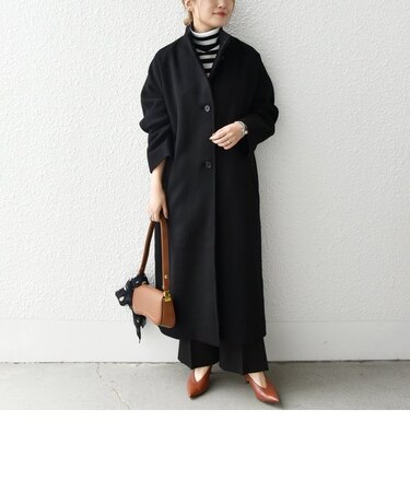 【WEB限定】SHIPS any: ノンミュールジングウール スタンド カラー ラグラン ロング コート