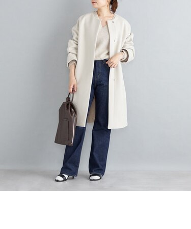 MANTECO ノーカラー ミディコート◇