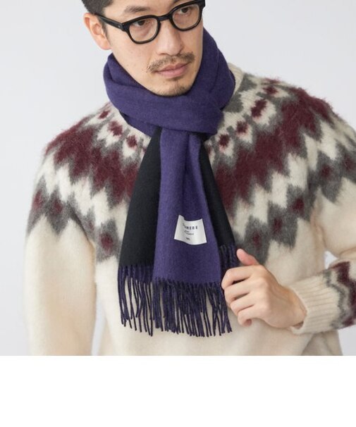 SHIPS: カシミヤ ダブルフェイス ソリッド マフラー