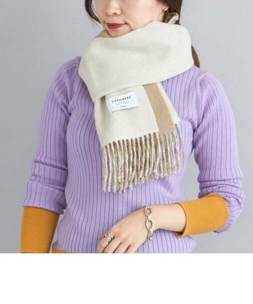 ソリッド カシミヤ リバーシブルマフラー 22FW◇