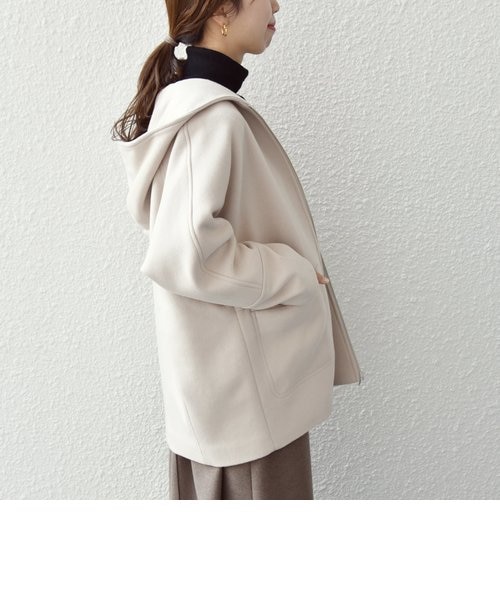 SHIPS any: ノンミュールジングウール フード ミディ ジップ コート