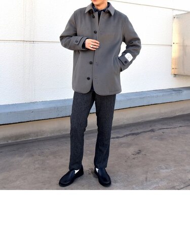 SHIPS any: ＜ストレッチ＞フューチャー メルトン シングル Pコート 22FW◇