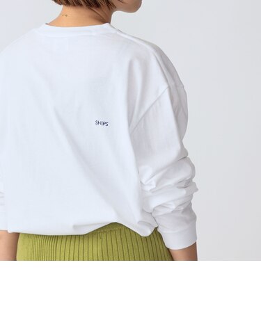 【WEB限定】SHIPS: ワンポイント マイクロ SHIPSロゴ ロングスリーブTシャツ（ロンT）