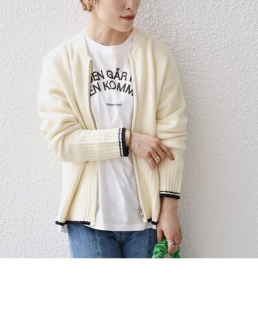 SHIPS any:〈手洗い可能〉トリミング ジップ ブルゾン カーディガン