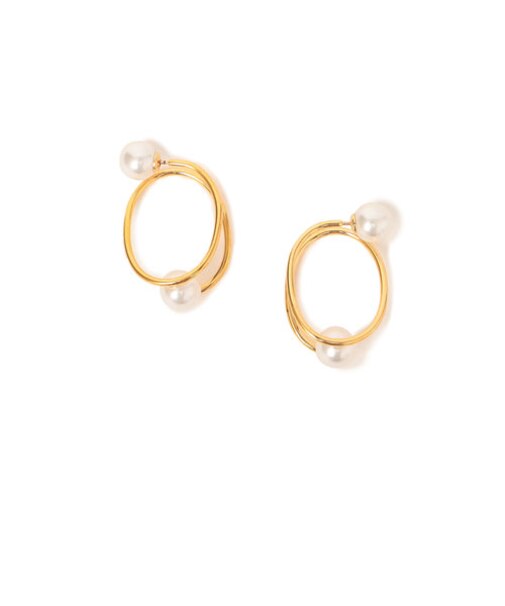 シェルパールモチーフサークルピアス