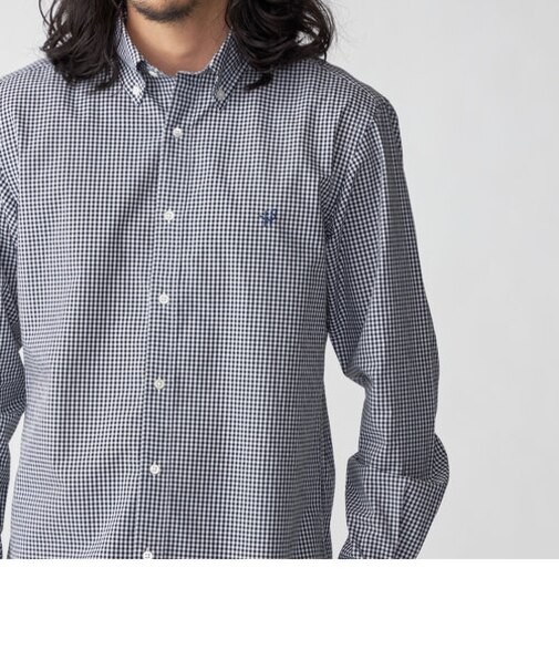 *SHIPS: ワンポイント ロゴ ギンガムチェック/ストライプ ボタンダウン シャツ