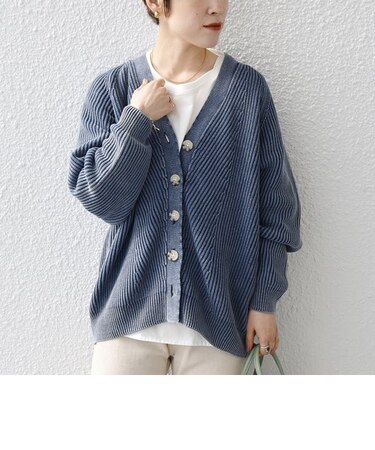 SHIPS any:〈手洗い可能〉オーバーダイ Vネック カーディガン