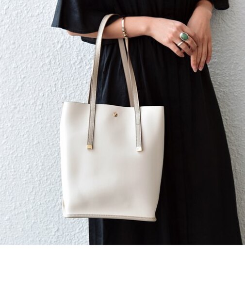 SHIPS any: フェイクレザー A4 トートバッグ