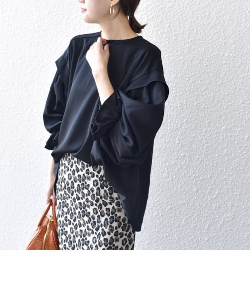 *〈手洗い可能〉ショルダー レイヤード スリーブ タック ブラウス ◇