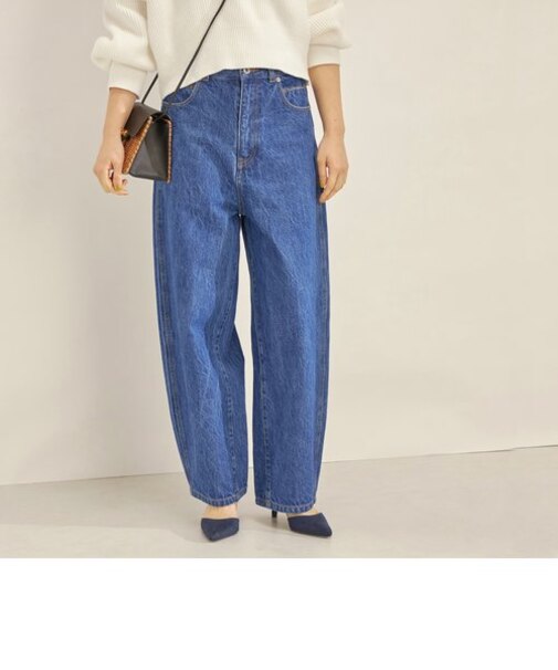 〈洗濯機可能〉カーブ デニム パンツ navy ◇