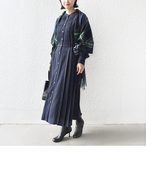 バックオープン チェック アシメ ティアード ワンピース｜フリークス