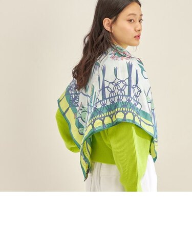 manipuri:シルク スカーフ 88×88 ◇