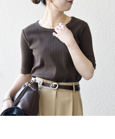 《一部追加予約》SHIPS any:〈洗濯機可能〉テレコ リブ ハーフスリーブ TEE