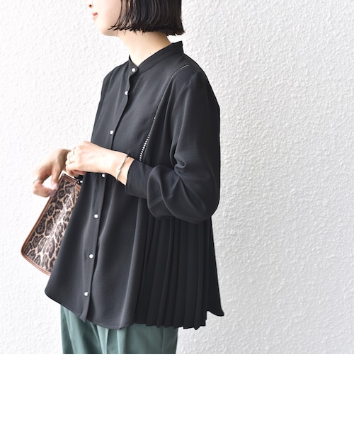 WEB限定】〈手洗い可能〉ストレッチ ジョーゼット プリーツ ブラウス
