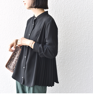 【WEB限定】〈手洗い可能〉ストレッチ ジョーゼット プリーツ ブラウス