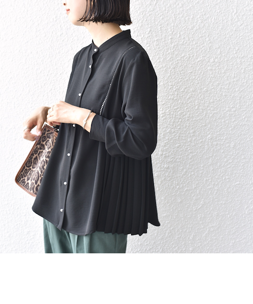 【WEB限定】〈手洗い可能〉ストレッチ ジョーゼット プリーツ ブラウス