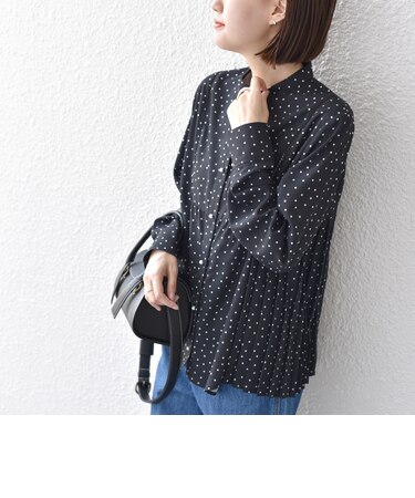 【WEB限定】〈手洗い可能〉ストレッチ ジョーゼット プリーツ ブラウス