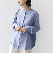 《一部追加予約》【WEB限定】〈手洗い可能〉ストレッチ ジョーゼット プリーツ ブラウス