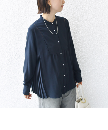 【WEB限定】〈手洗い可能〉ストレッチ ジョーゼット プリーツ ブラウス