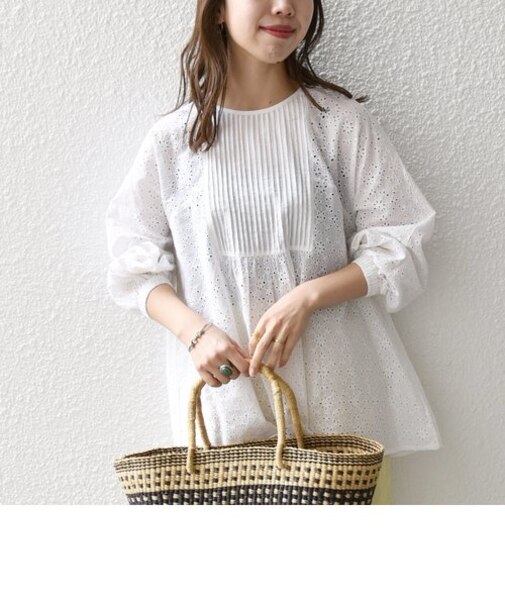 SHIPS any:〈洗濯機可能〉エンブロイダリー レース チュニック ブラウス