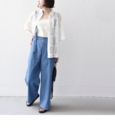 * 〈洗濯機可能〉リサイクルコットン使用 チェンジベルト付き 3WAY サスペンダー デニム◇