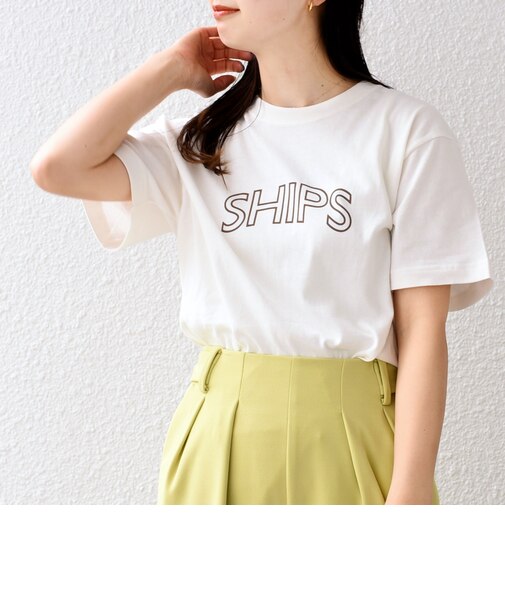 【WEB限定】 SHIPS ラウンド プリント ロゴ TEE
