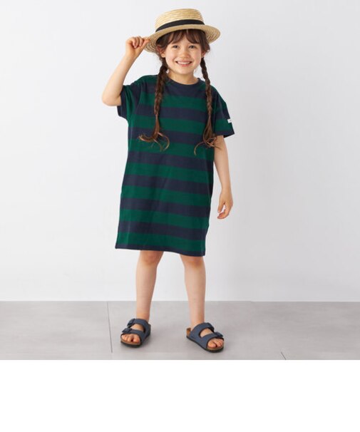 SHIPS any: ワイド ボーダー ワンピース<KIDS>