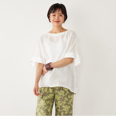 SHIPS Colors:〈洗濯機可能〉リネン バッグボタン Tブラウス