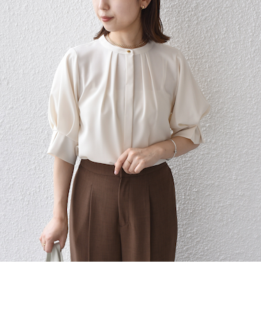SHIPS Colors:〈洗濯機可能〉ジョーゼット タック スリーブ ブラウス◇