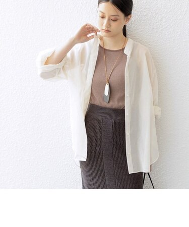 〈手洗い可能〉デザイン スリーブ シアー シャツ