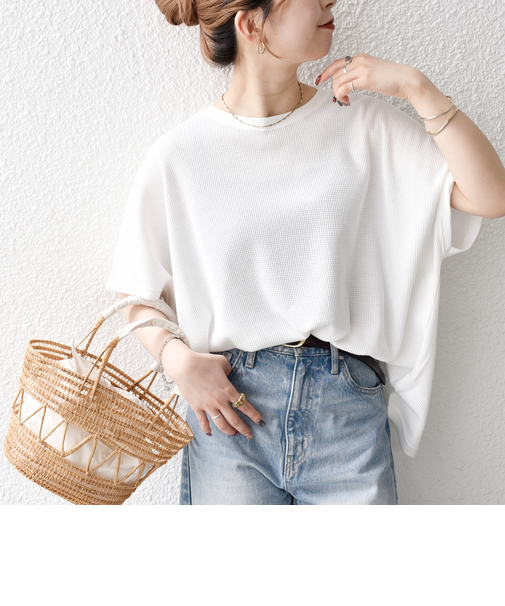 【WEB限定】SHIPS any:〈洗濯機可能〉ワッフル ワイド TEE