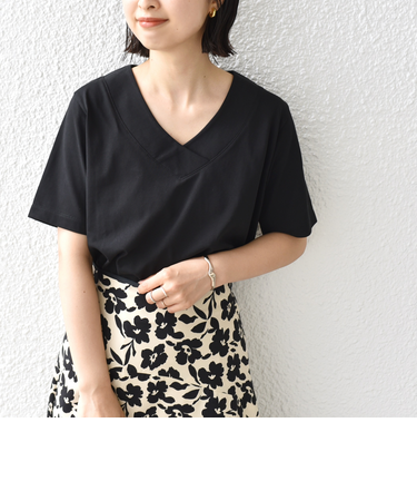 【WEB限定】〈ネックが選べる2サイズ展開〉オーガニックコットン バリエーションネック TEE