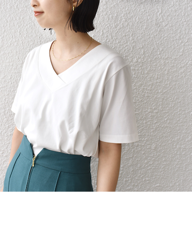 【WEB限定】〈ネックが選べる2サイズ展開〉オーガニックコットン バリエーションネック TEE