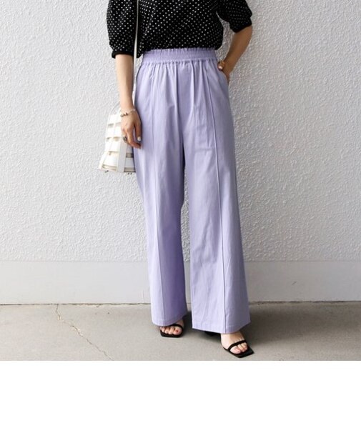 SHIPS any:〈洗濯機可能〉ドライリネン ピンタック ワイドパンツ