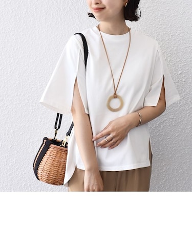 * オーガニックコットン スリット スリーブ フレア TEE ◇