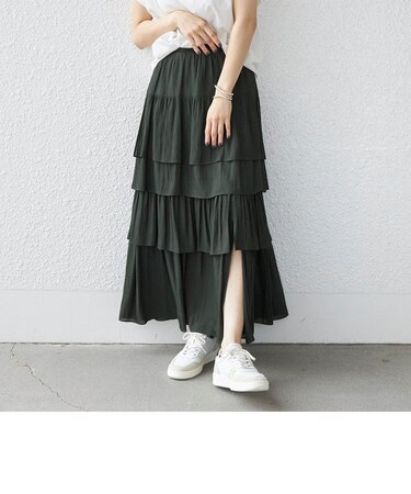 〈手洗い可能〉ランダム ティアード Iライン スカート◇