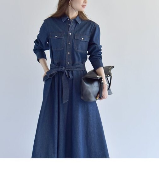 quaranciel:〈洗濯機可能〉デニム フレア Aライン ワンピース
