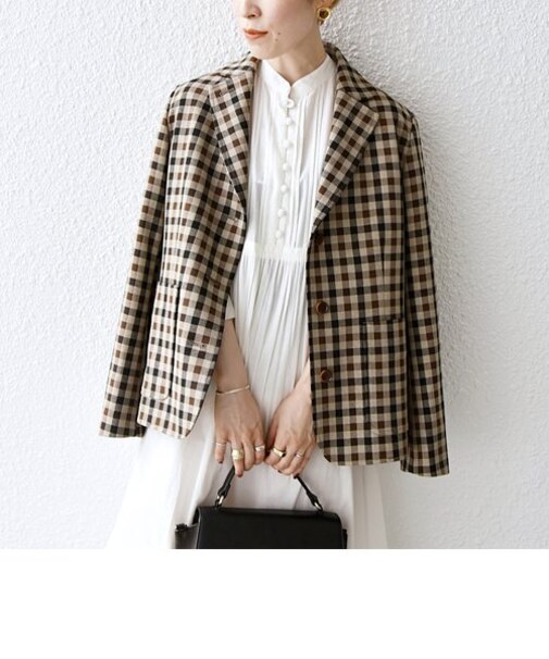 SHIPS any:〈洗濯機可能〉ブロック チェック ポケット ジャケット
