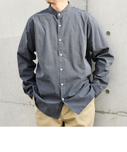 SHIPS any: ストライプ / ソリッド リラックス バンドカラー シャツ 25AW◇