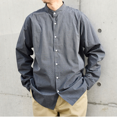 SHIPS any: ストライプ / ソリッド リラックス バンドカラー シャツ 25AW◇