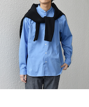 SHIPS any: ストライプ / ソリッド リラックス バンドカラー シャツ 25AW◆