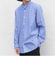 SHIPS any:〈洗濯機可能〉ストライプ / ソリッド リラックス バンドカラー シャツ 26AW◆