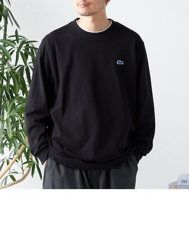 【SHIPS any別注】LACOSTE: ワンポイント ピケ クルーネック Tシャツ (ロンT)◇