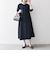 【WEB限定】SHIPS any:〈洗濯機可能〉ダブルクロス Aライン シャツワンピース［NAVY BLUE］
