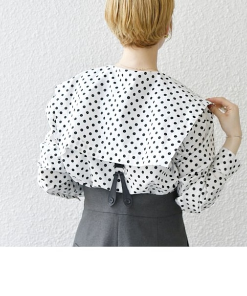 【SHIPS any別注】nicholson&nicholson:〈手洗い可能〉ドット セーラー カラー ブラウス