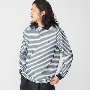 【WEB限定】SHIPS: ワンポイント ロゴ バーズアイ ロングスリーブ ポロシャツ